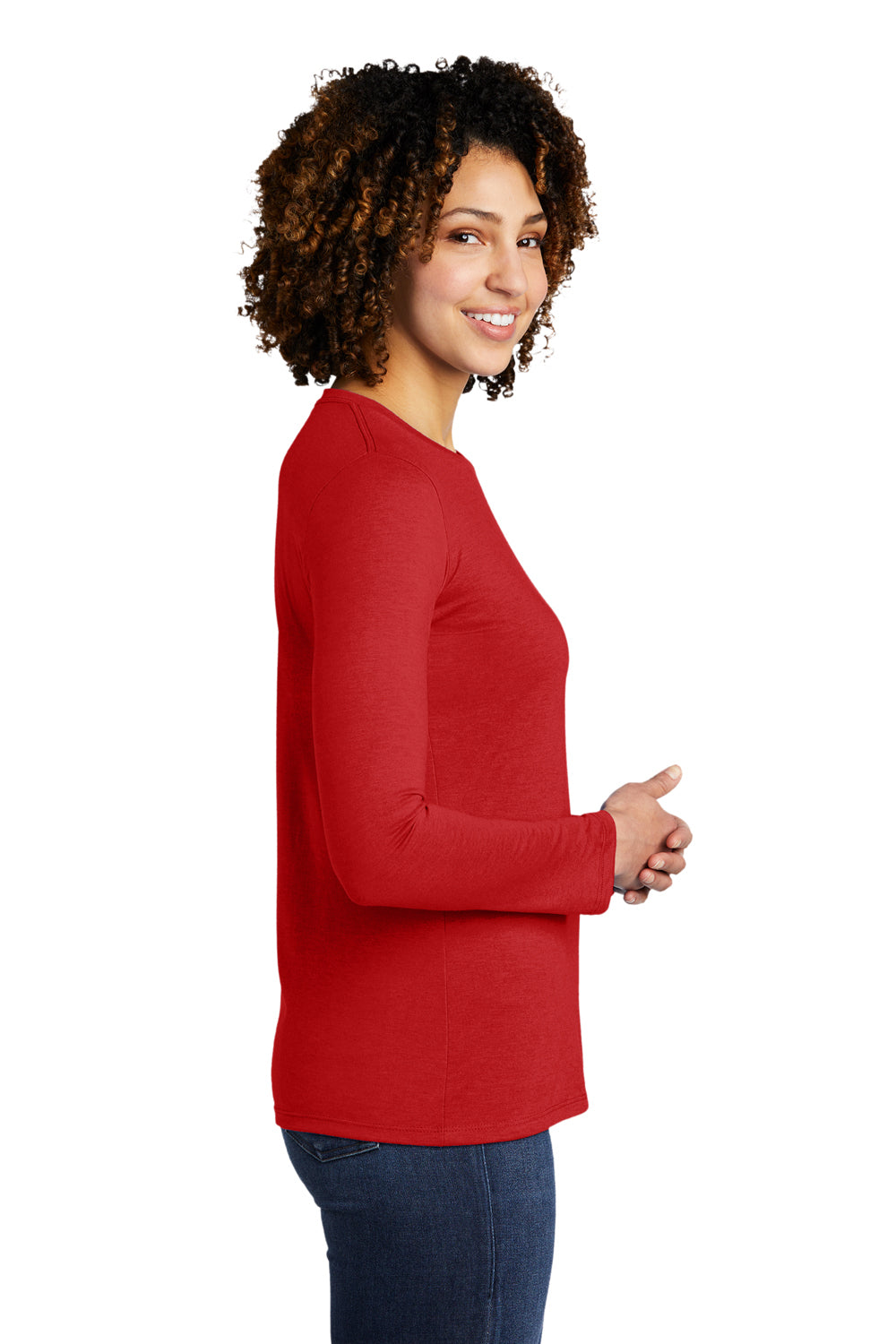 Allmade AL6008 Womens Long Sleeve Crewneck T-Shirt Rise Up Red Model Side