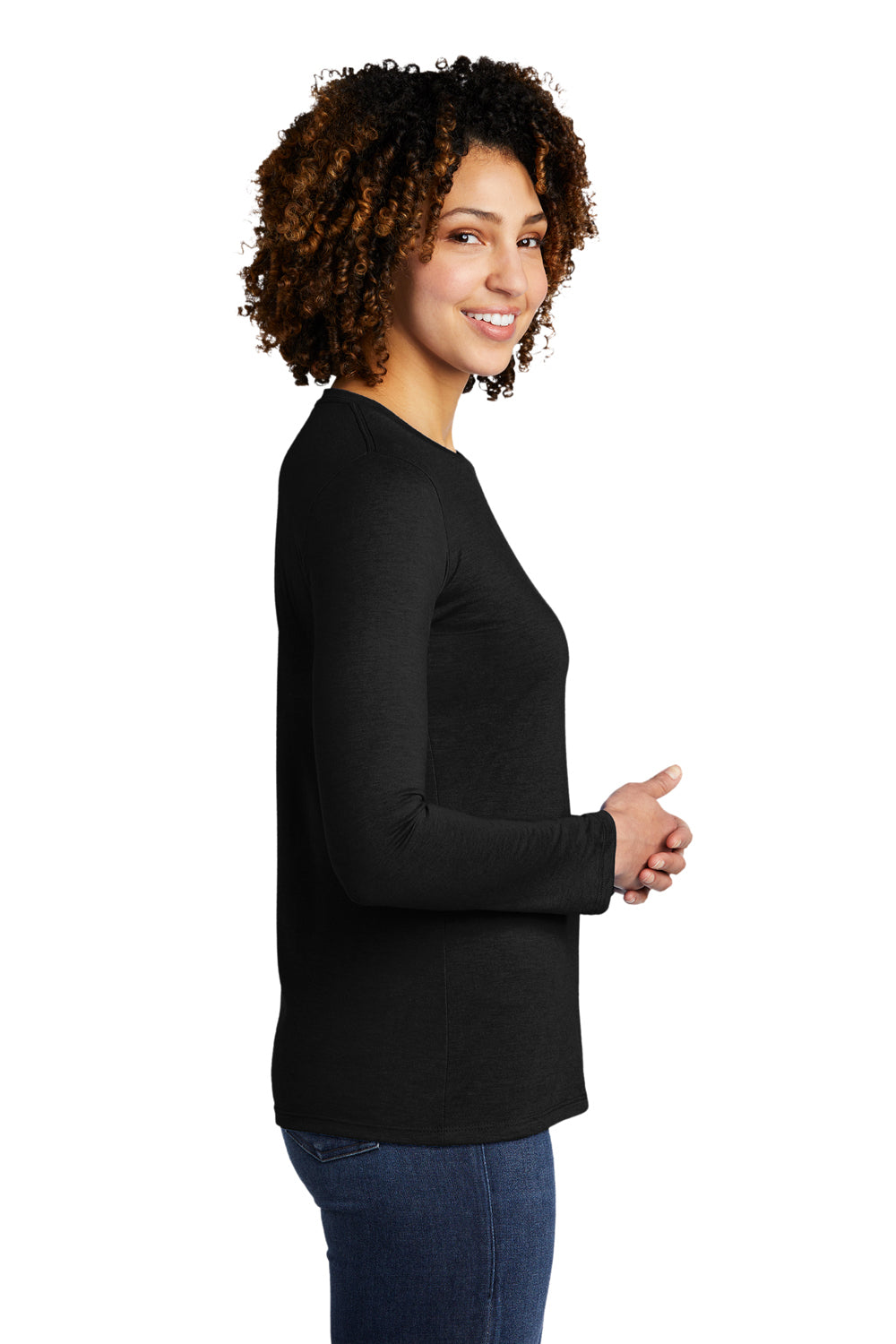 Allmade AL6008 Womens Long Sleeve Crewneck T-Shirt Space Black Model Side