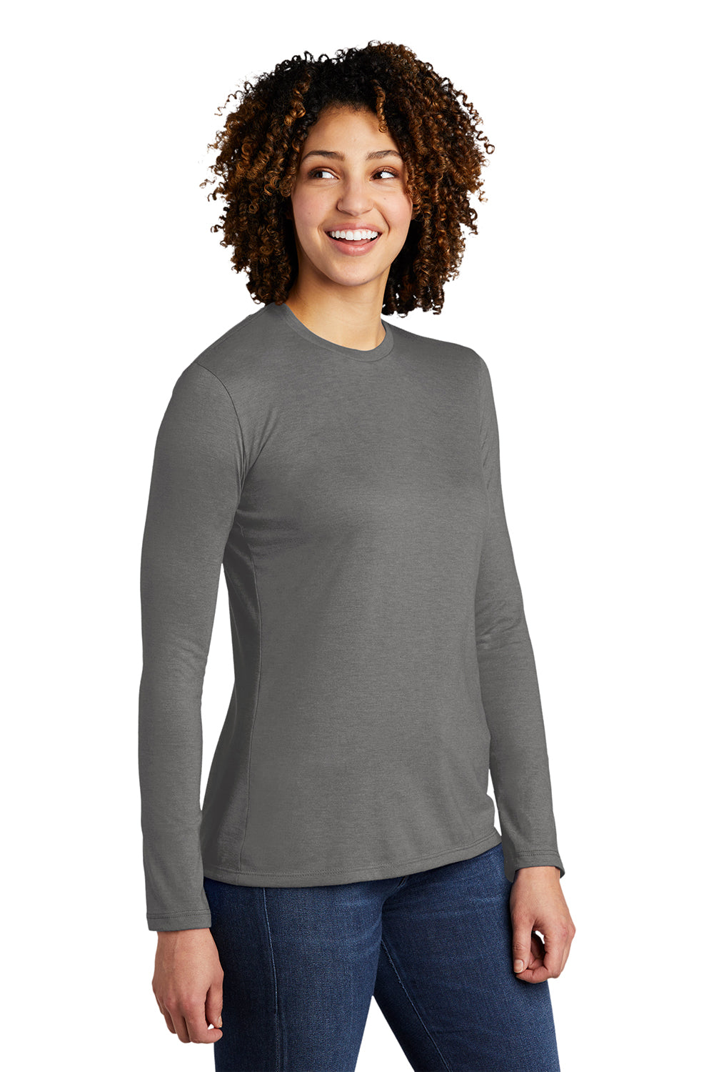 Allmade AL6008 Womens Long Sleeve Crewneck T-Shirt Aluminum Grey Model 3Q