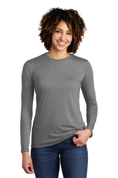 Allmade AL6008 Womens Long Sleeve Crewneck T-Shirt Aluminum Grey Model Front