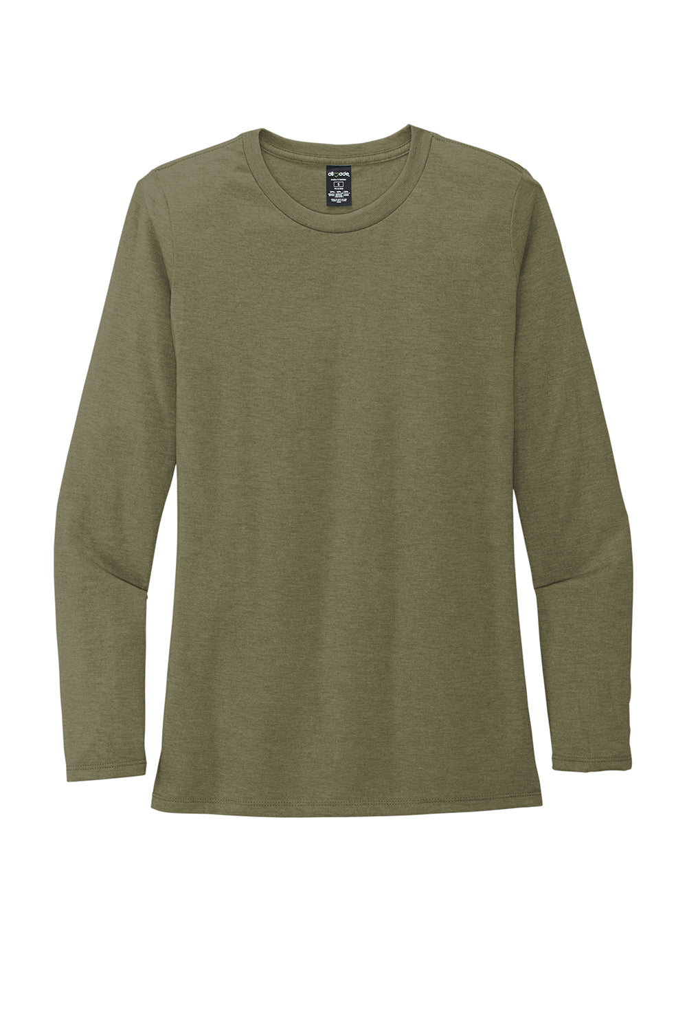 Allmade AL6008 Womens Long Sleeve Crewneck T-Shirt Olive You Green Flat Front