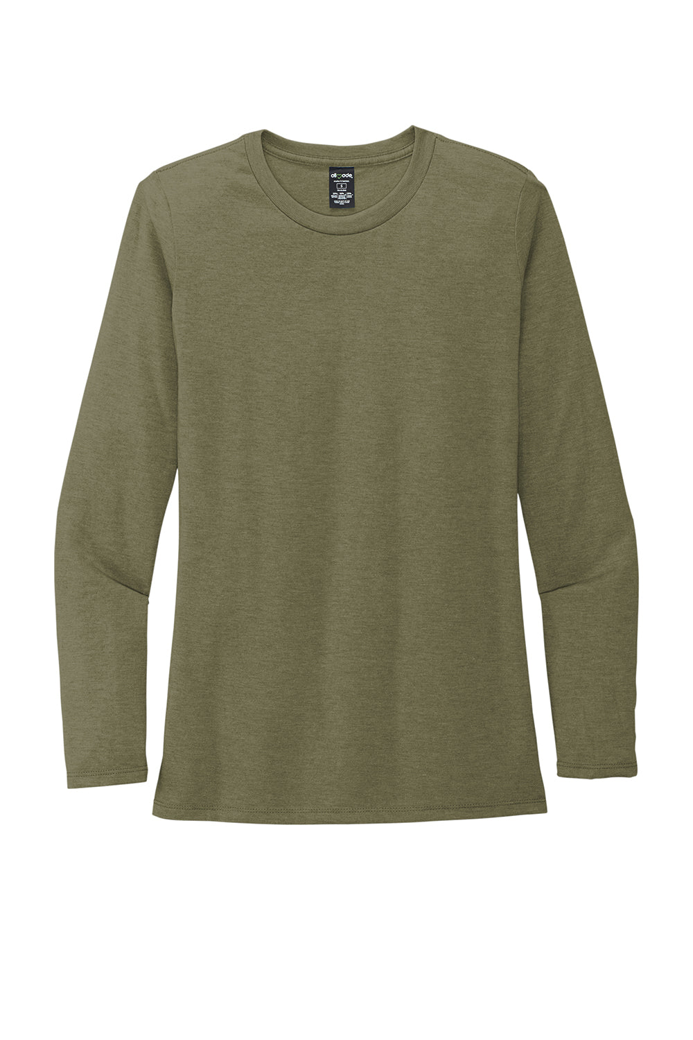 Allmade AL6008 Womens Long Sleeve Crewneck T-Shirt Olive You Green Flat Front