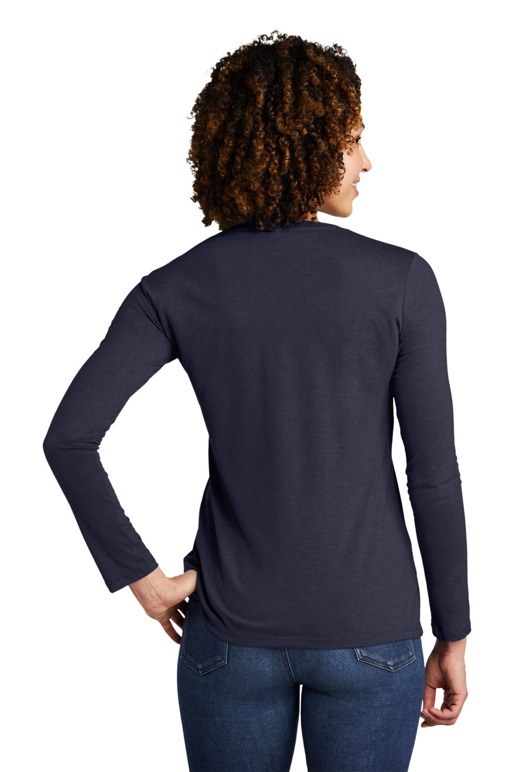 Allmade AL6008 Womens Long Sleeve Crewneck T-Shirt Rebel Blue Model Back