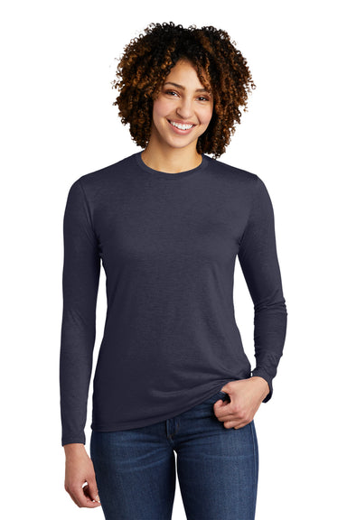 Allmade AL6008 Womens Long Sleeve Crewneck T-Shirt Rebel Blue Model Front