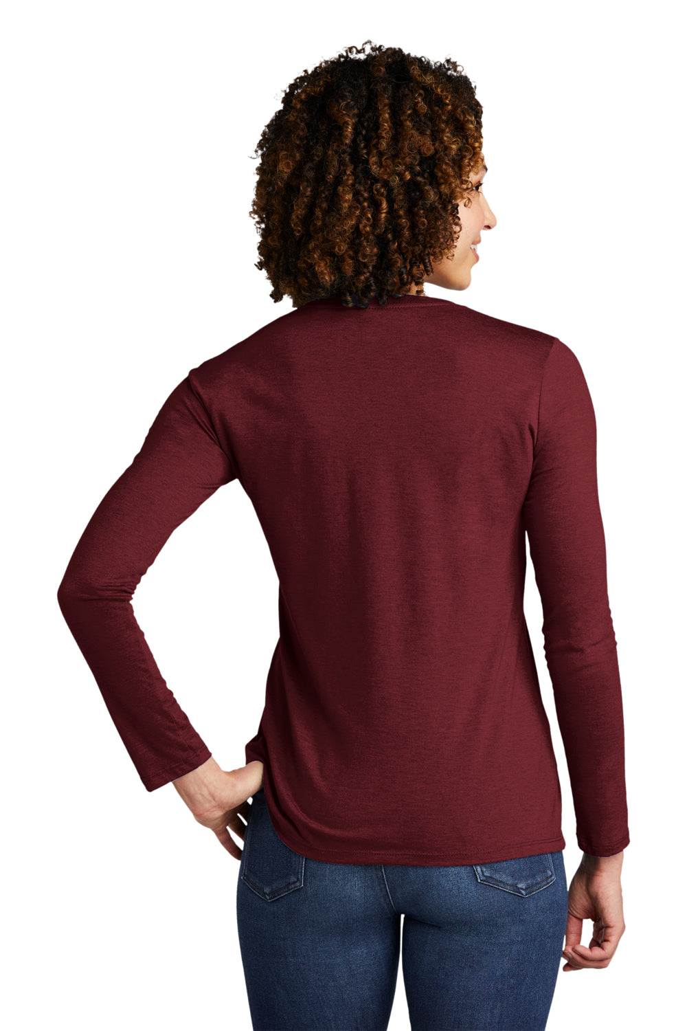 Allmade AL6008 Womens Long Sleeve Crewneck T-Shirt Vino Red Model Back
