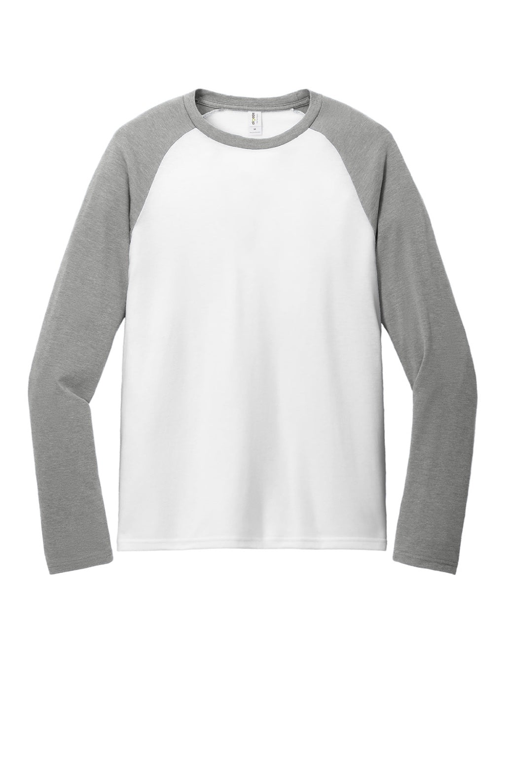 Allmade AL6009 Mens Colorblock Long Sleeve Crewneck T-Shirt Bright White/Aluminum Grey Flat Front