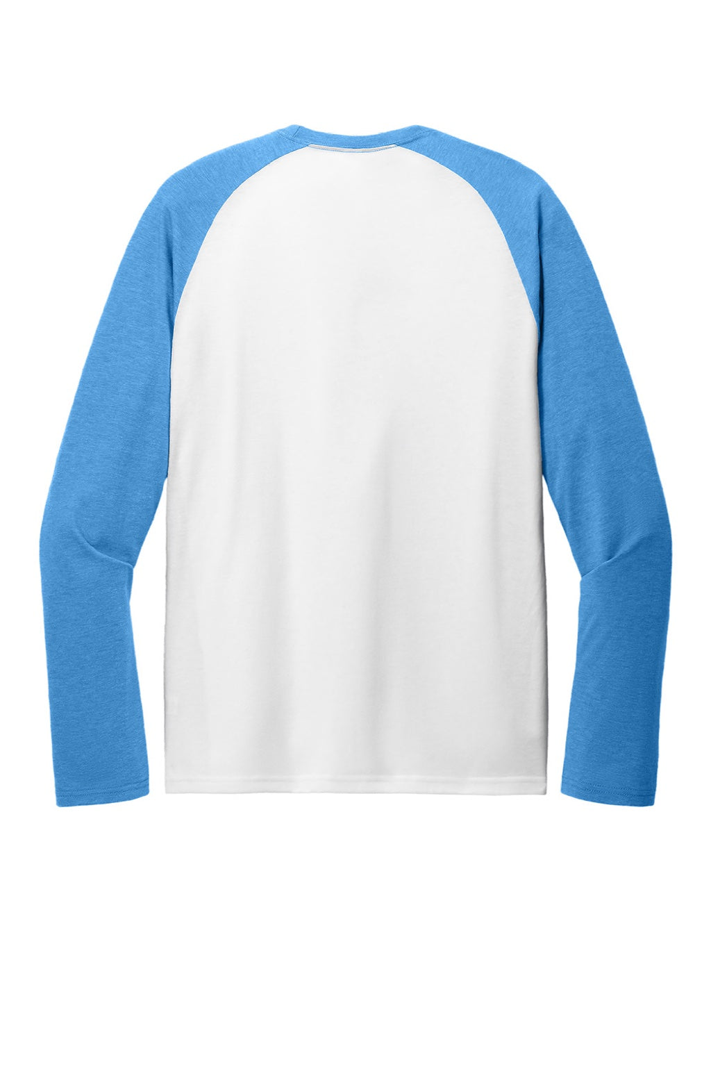 Allmade AL6009 Mens Colorblock Long Sleeve Crewneck T-Shirt Bright White/Azure Blue Flat Back