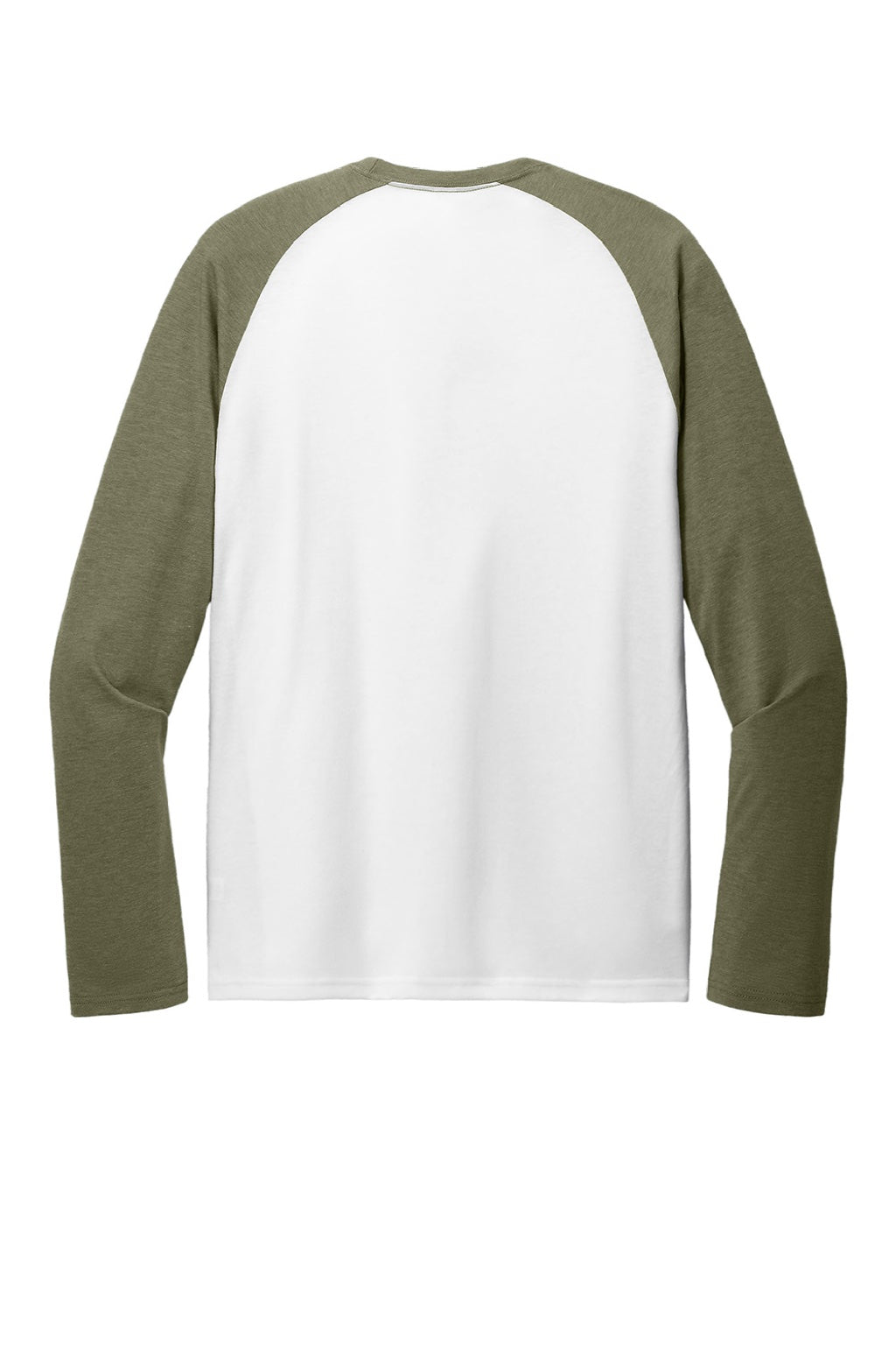 Allmade AL6009 Mens Colorblock Long Sleeve Crewneck T-Shirt Bright White/Olive You Green Flat Back
