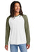 Allmade AL6009 Mens Colorblock Long Sleeve Crewneck T-Shirt Bright White/Olive You Green Model Front