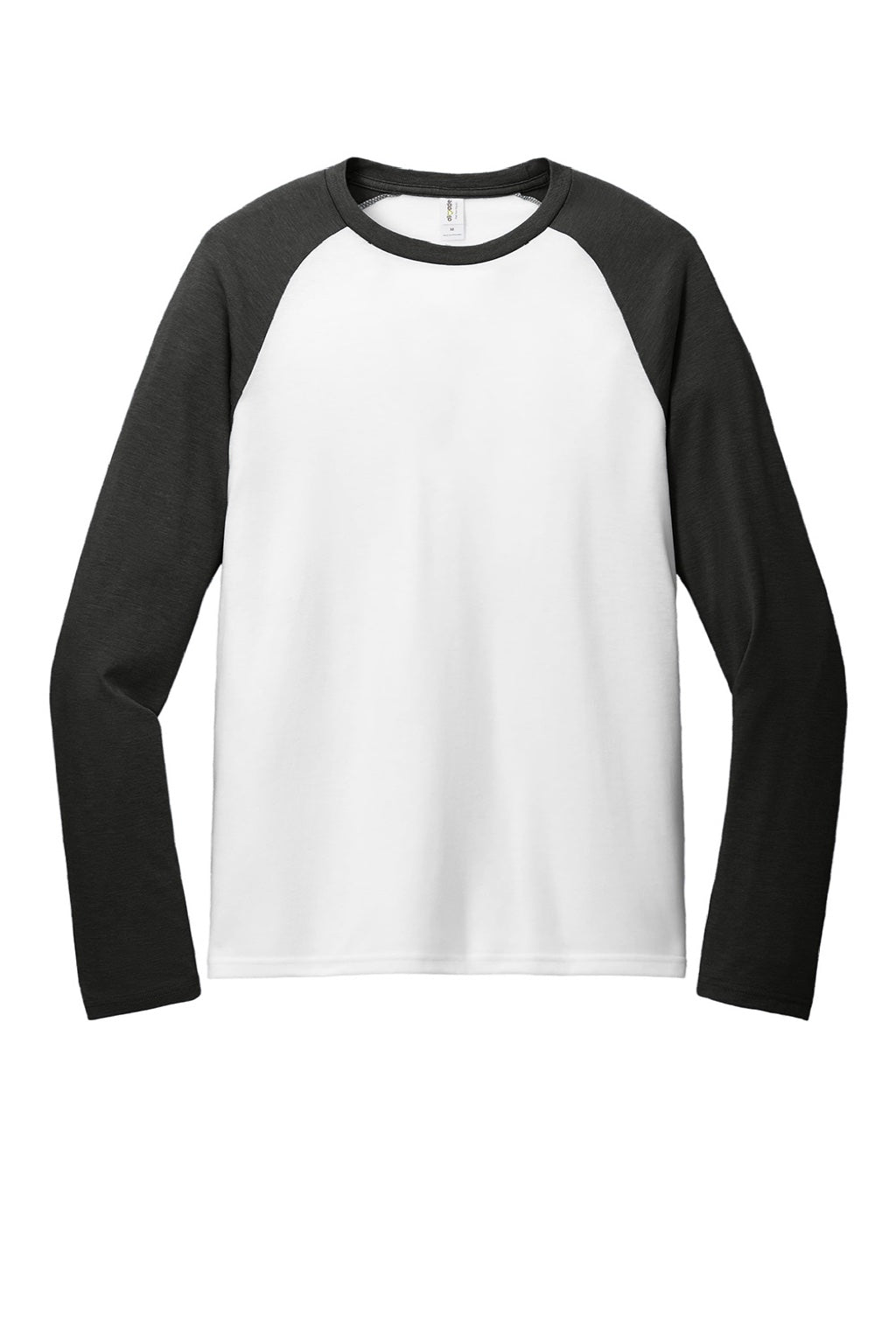 Allmade AL6009 Mens Colorblock Long Sleeve Crewneck T-Shirt Bright White/Space Black Flat Front