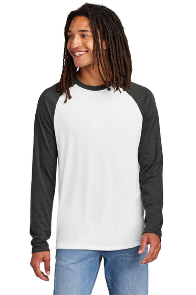 Allmade AL6009 Mens Colorblock Long Sleeve Crewneck T-Shirt Bright White/Space Black Model Front