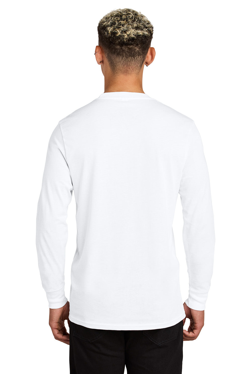AllMade AL6104 Mens Long Sleeve Crewneck T-Shirt Bright White Model Back