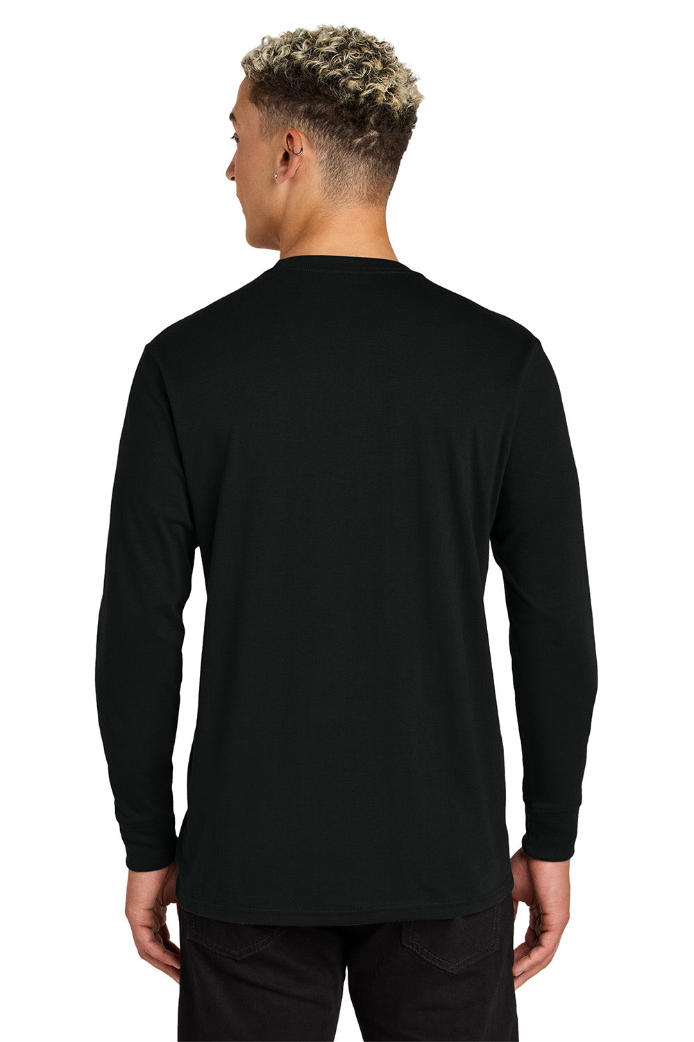 AllMade AL6104 Mens Long Sleeve Crewneck T-Shirt Deep Black Model Back