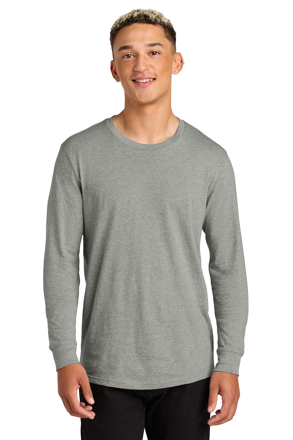 AllMade AL6104 Mens Long Sleeve Crewneck T-Shirt Heather Granite Grey Model Front
