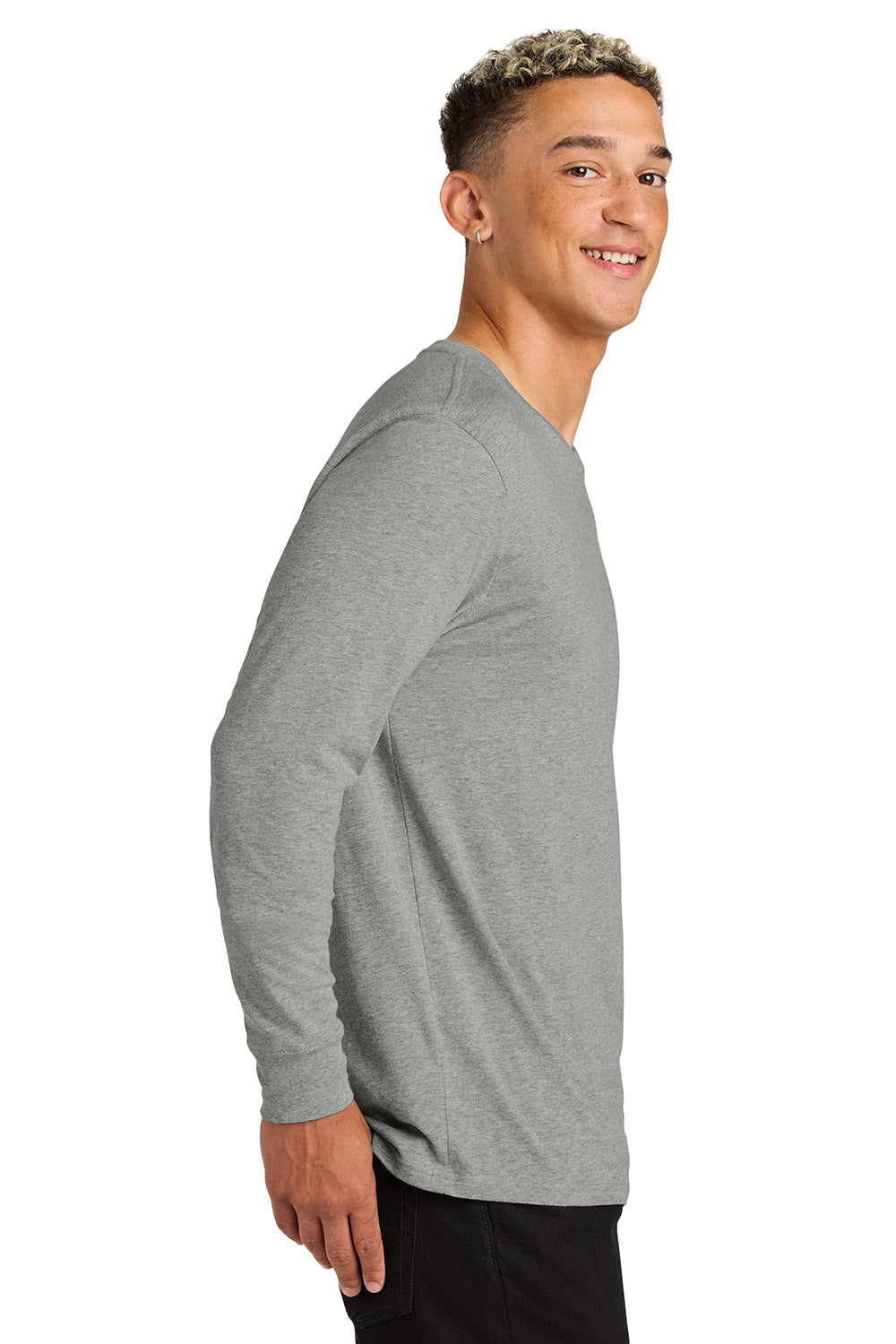 AllMade AL6104 Mens Long Sleeve Crewneck T-Shirt Heather Granite Grey Model Side