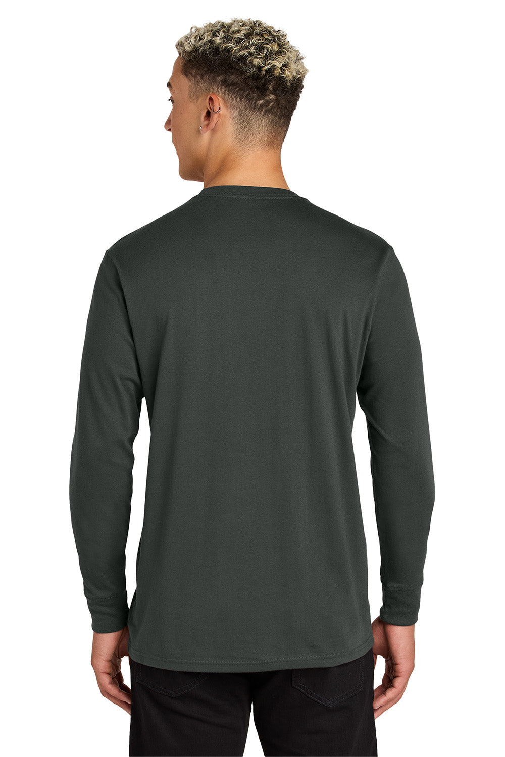 AllMade AL6104 Mens Long Sleeve Crewneck T-Shirt Terrain Grey Model Back