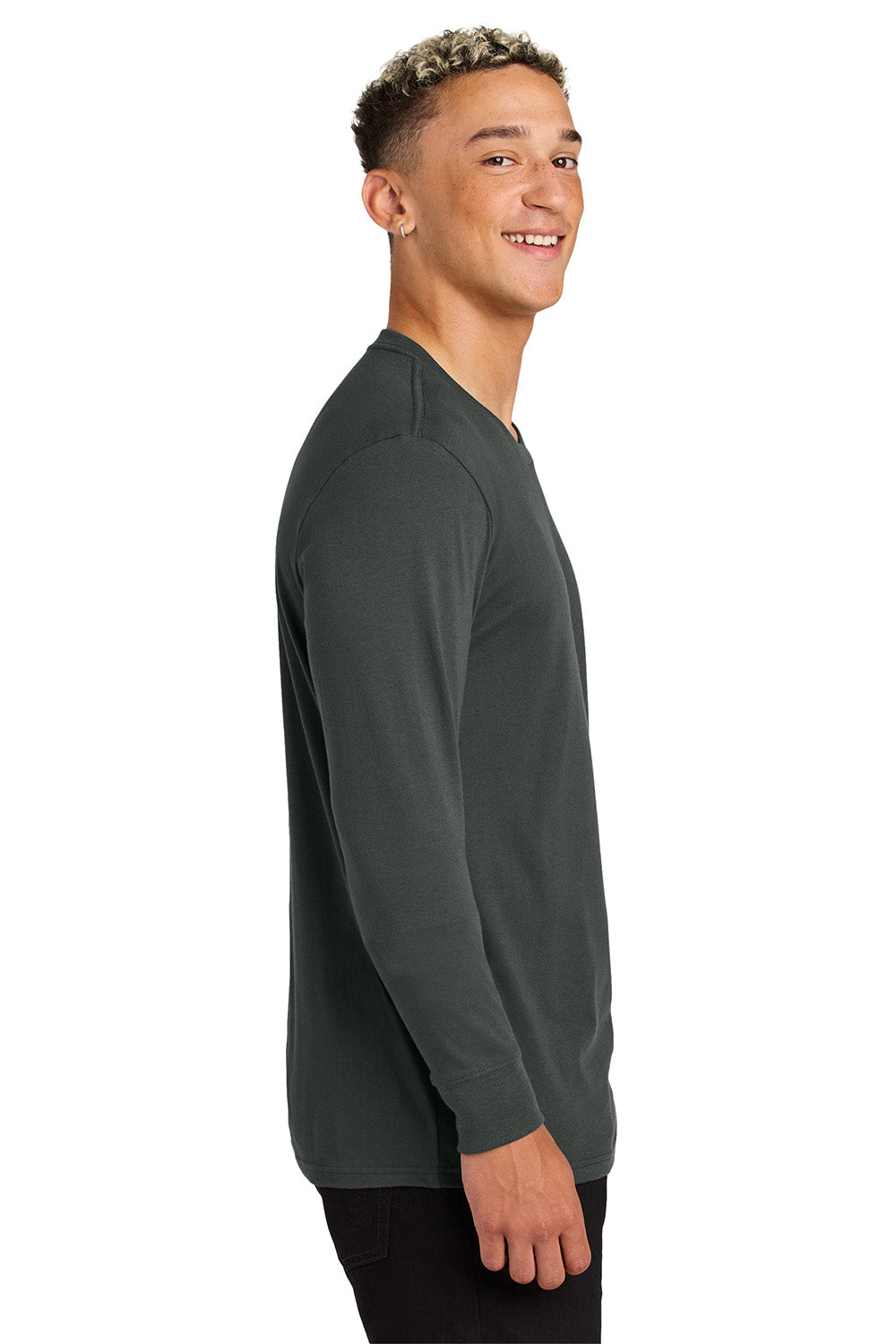 AllMade AL6104 Mens Long Sleeve Crewneck T-Shirt Terrain Grey Model Side
