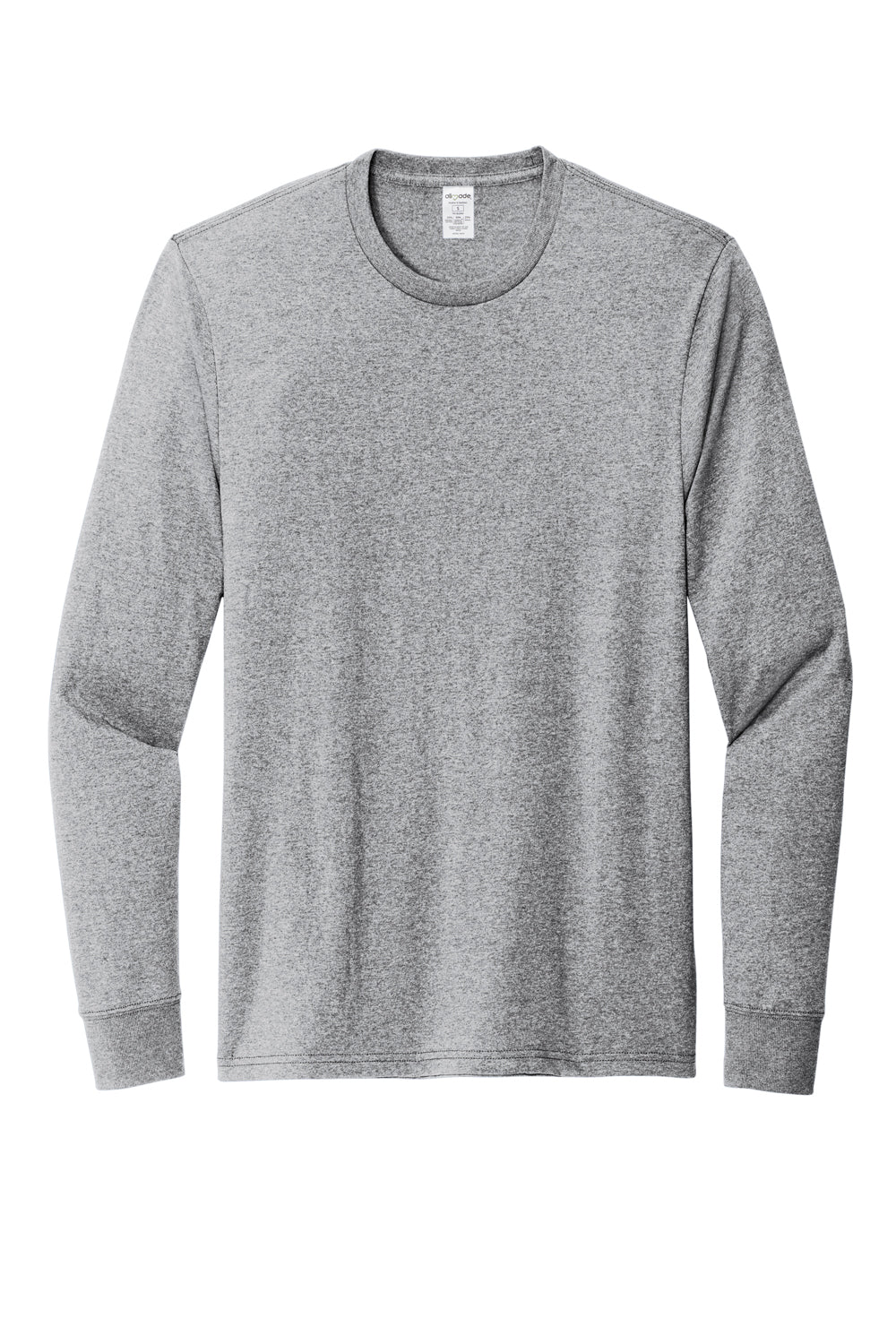 Allmade AL6204 Mens Recycled Long Sleeve Crewneck T-Shirt Heather Remade Grey Flat Front