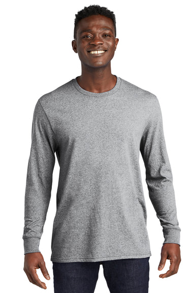 Allmade AL6204 Mens Recycled Long Sleeve Crewneck T-Shirt Heather Remade Grey Model Front