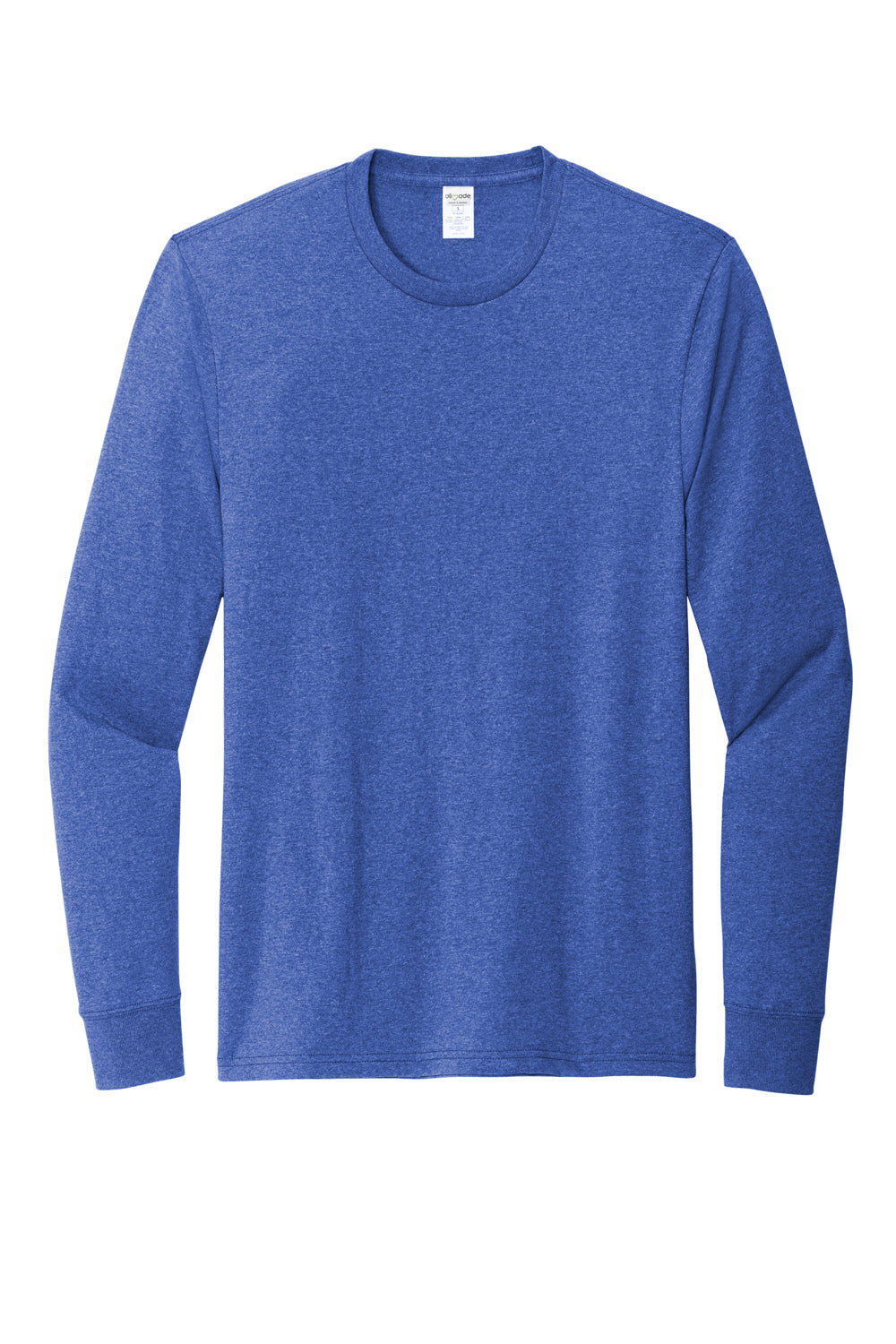 Allmade AL6204 Mens Recycled Long Sleeve Crewneck T-Shirt Heather Royal Blue Flat Front