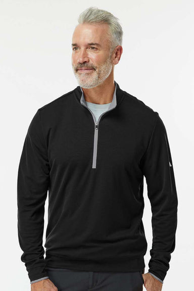 Adidas A2002 Mens 1/4 Zip Sweatshirt Black/Grey Model Front
