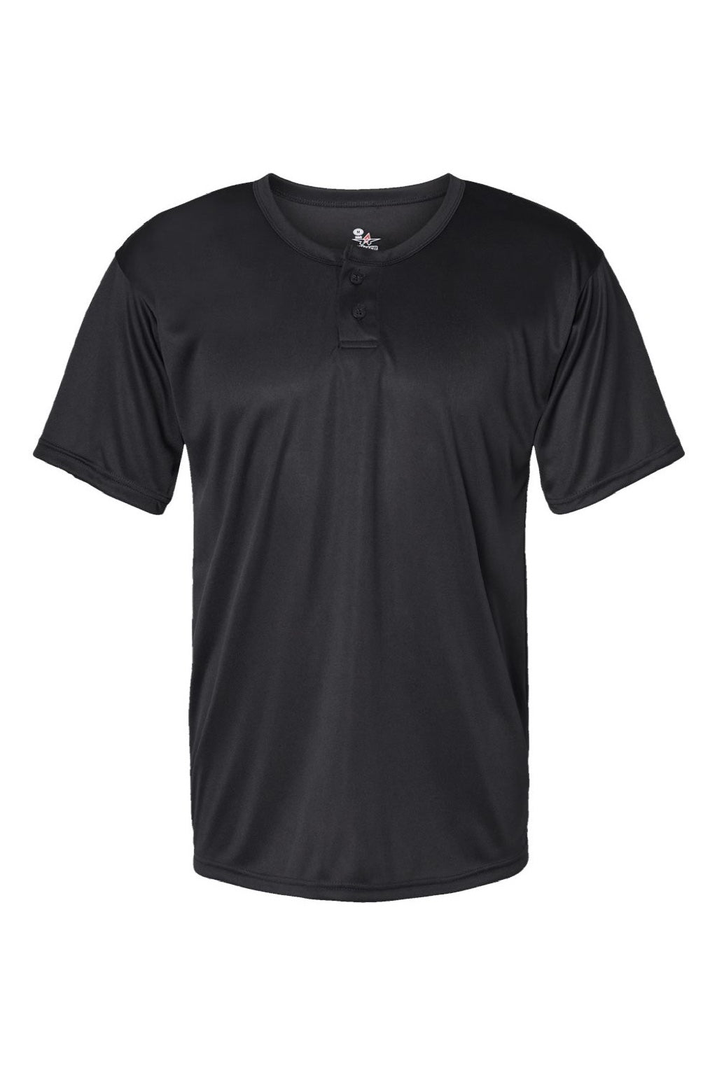 Alleson Athletic 7930 Mens B-Core Placket Short Sleeve Jersey Black Flat Front