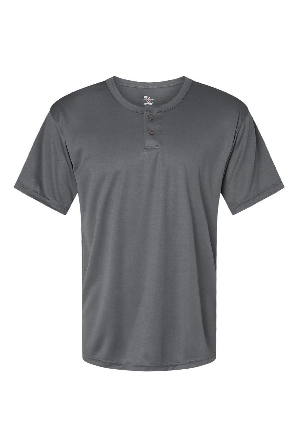 Alleson Athletic 7930 Mens B-Core Placket Short Sleeve Jersey Graphite Grey Flat Front