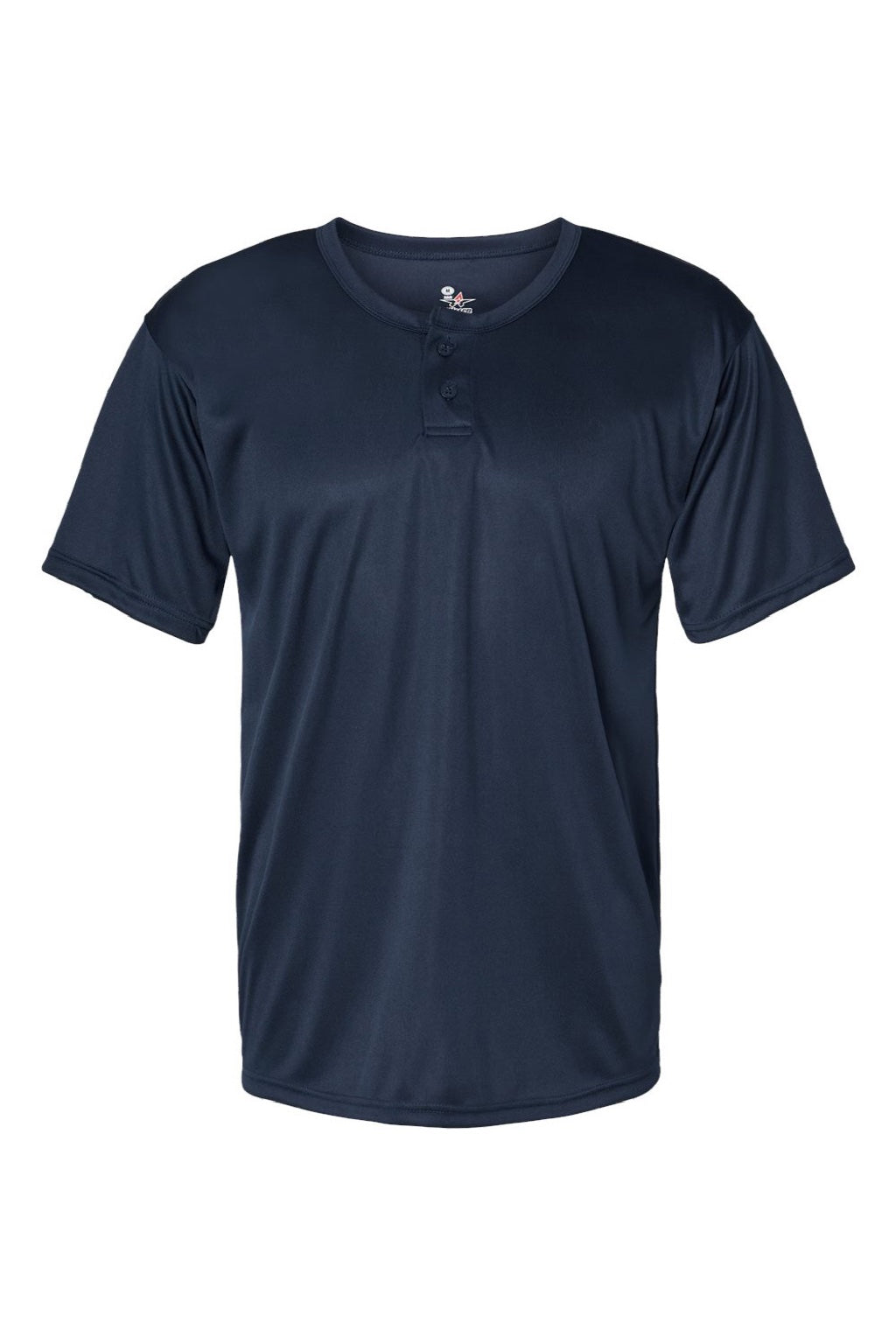 Alleson Athletic 7930 Mens B-Core Placket Short Sleeve Jersey Navy Blue Flat Front