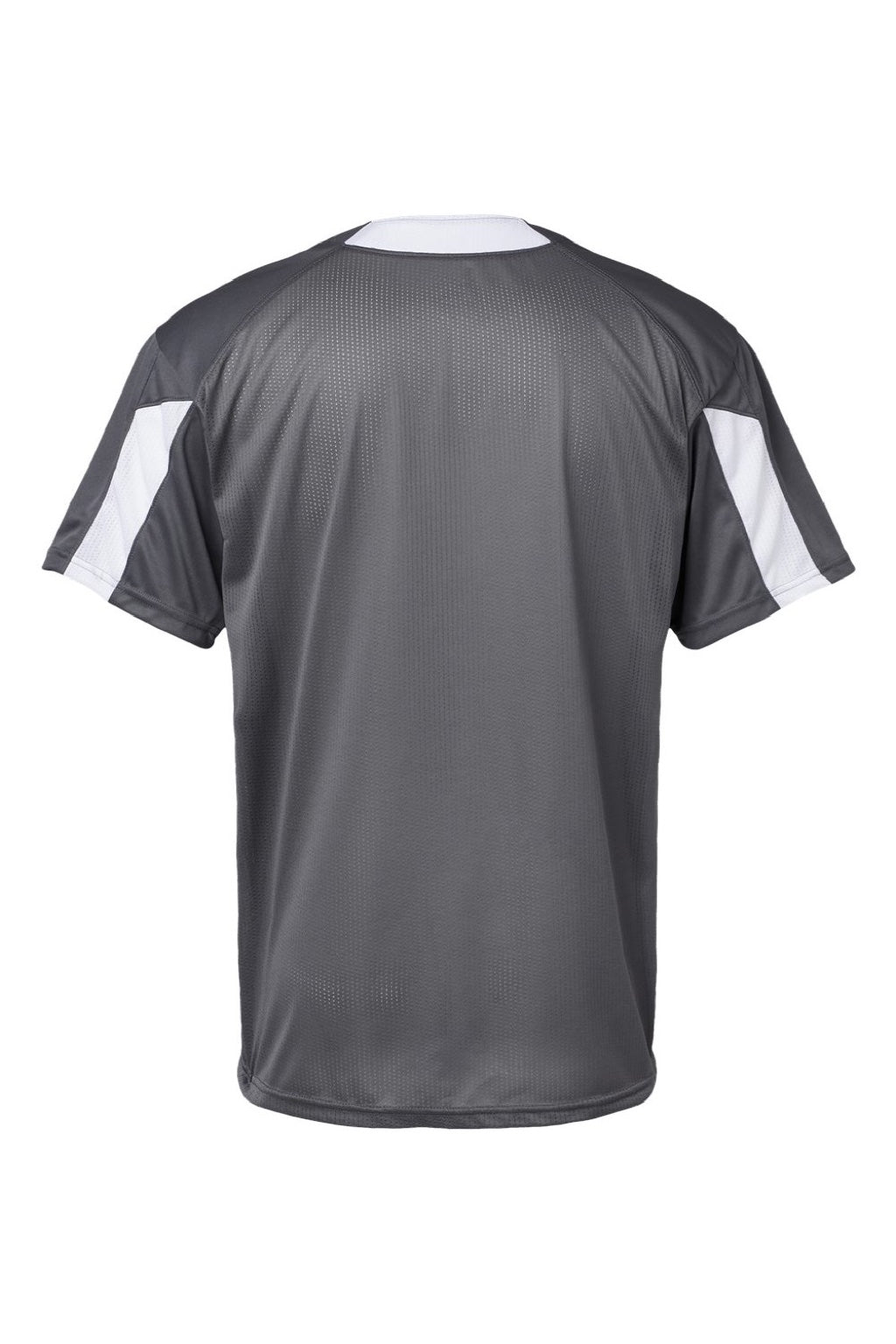 Alleson Athletic 7976 Mens Striker Placket Short Sleeve Jersey Graphite Grey/White Flat Back