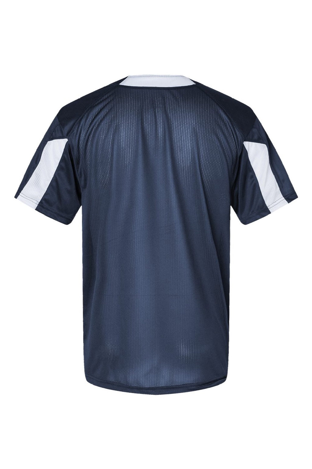 Alleson Athletic 7976 Mens Striker Placket Short Sleeve Jersey Navy Blue/White Flat Back
