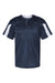 Alleson Athletic 7976 Mens Striker Placket Short Sleeve Jersey Navy Blue/White Flat Front