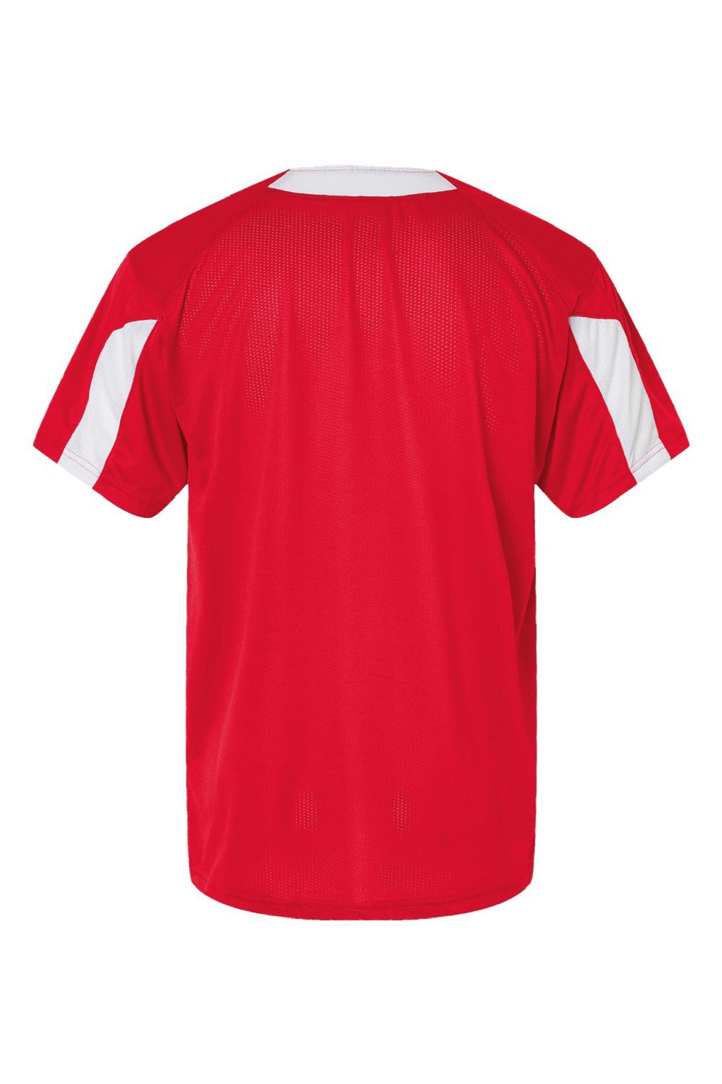 Alleson Athletic 7976 Mens Striker Placket Short Sleeve Jersey Red/White Flat Back