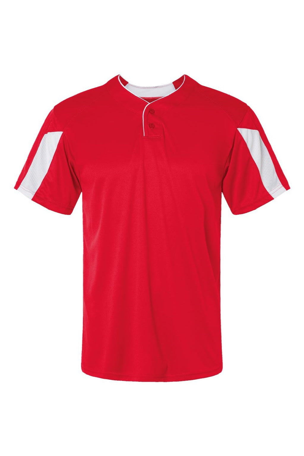Alleson Athletic 7976 Mens Striker Placket Short Sleeve Jersey Red/White Flat Front