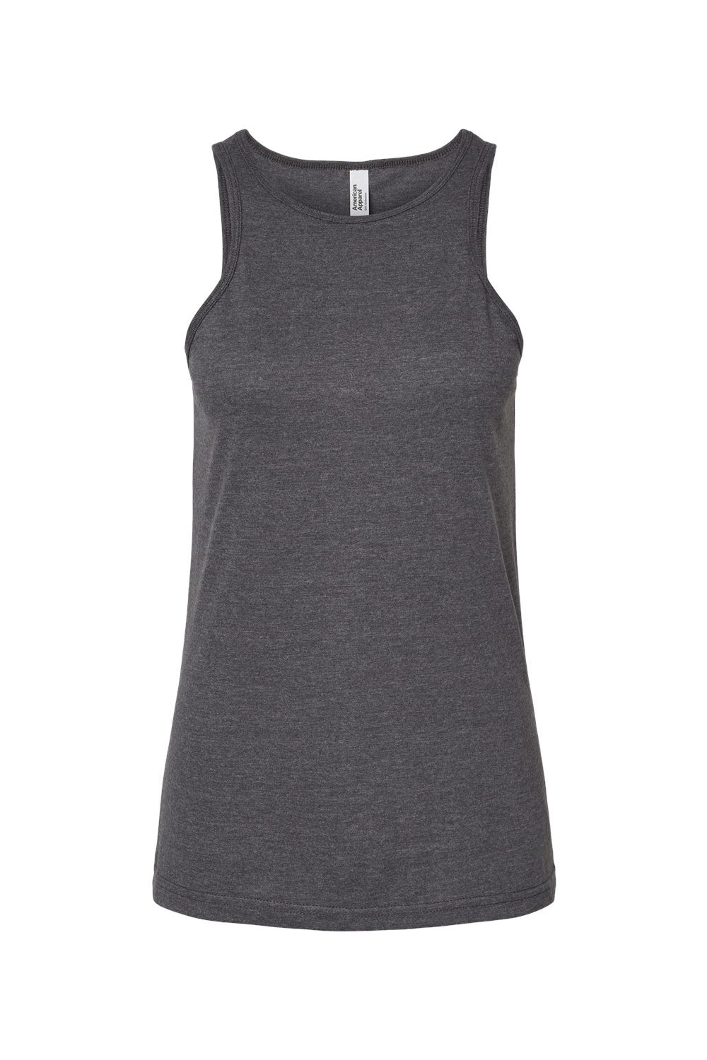 American Apparel 101CVC Womens CVC Racerneck Tank Top Heather Charcoal Grey Flat Front