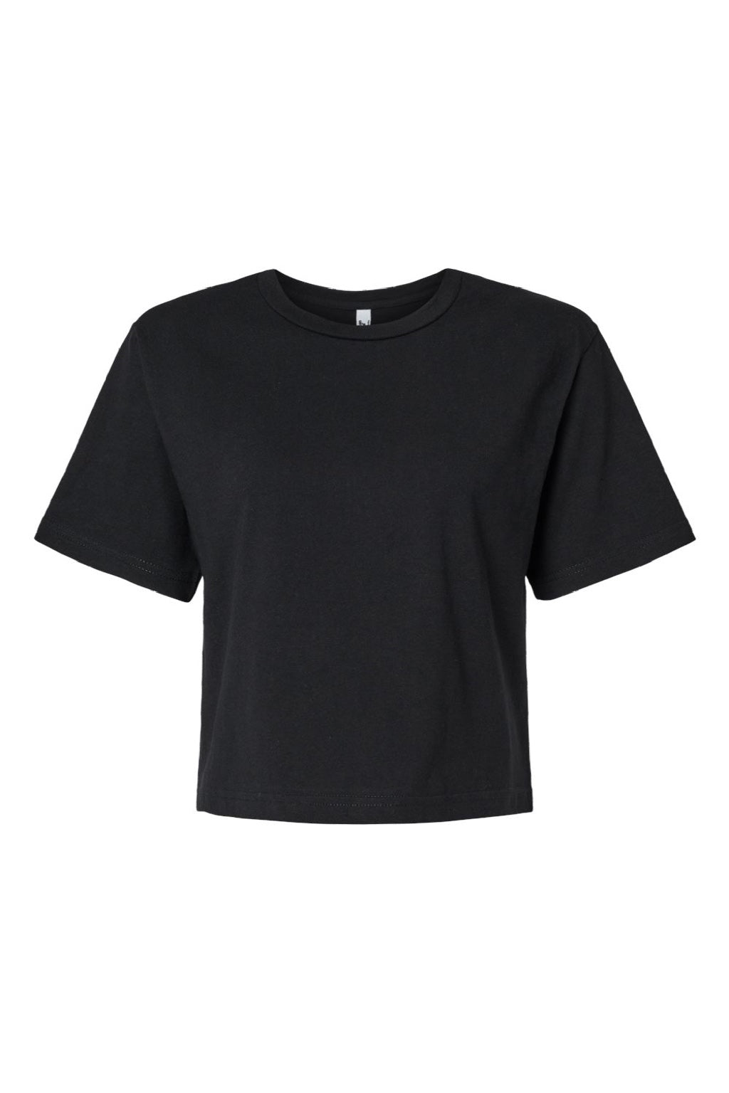 American Apparel 102 Womens Fine Jersey Boxy Short Sleeve Crewneck T-Shirt Black Flat Front
