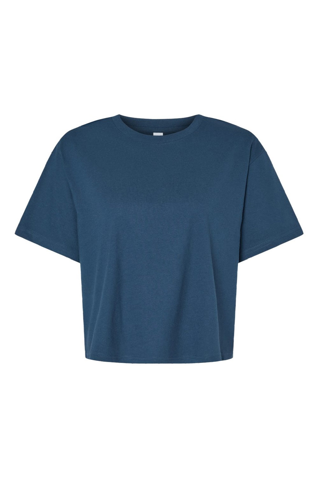 American Apparel 102 Womens Fine Jersey Boxy Short Sleeve Crewneck T-Shirt Sea Blue Flat Front