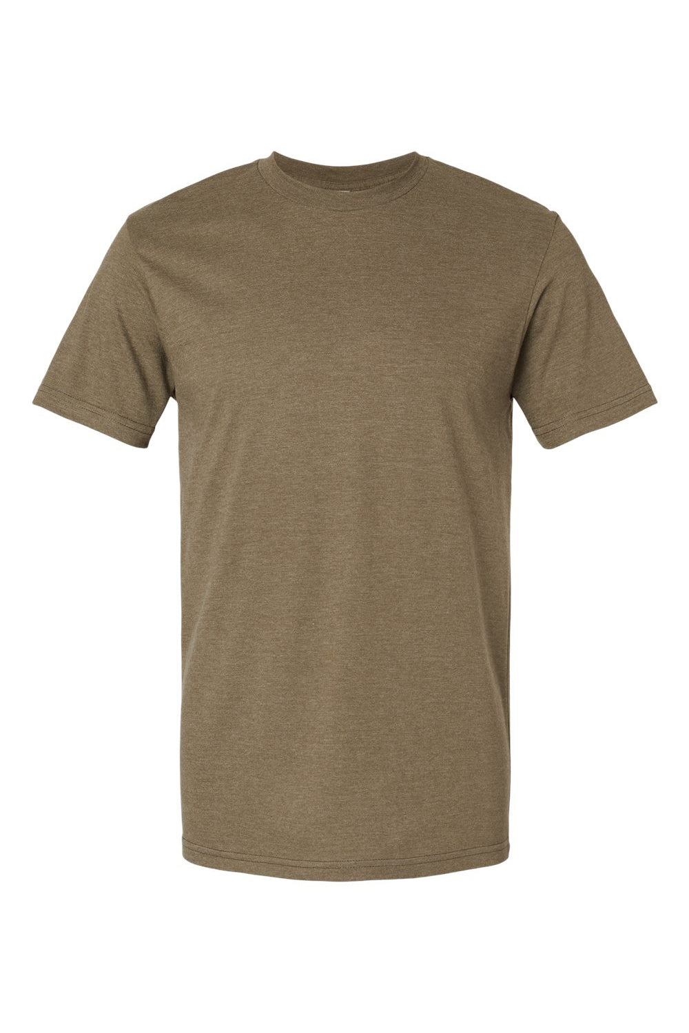 American Apparel 2001CVC Mens CVC Short Sleeve Crewneck T-Shirt Heather Army Brown Flat Front