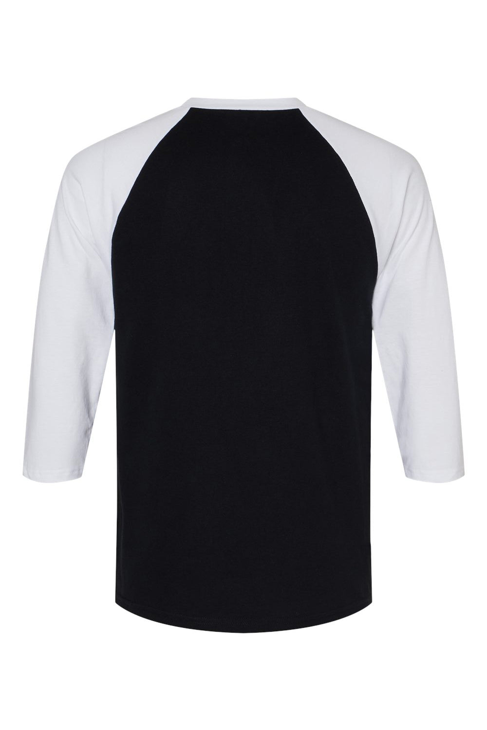 American Apparel 2003CVC Mens CVC Raglan 3/4 Sleeve Crewneck T-Shirt Black/White Flat Back