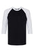 American Apparel 2003CVC Mens CVC Raglan 3/4 Sleeve Crewneck T-Shirt Black/White Flat Front
