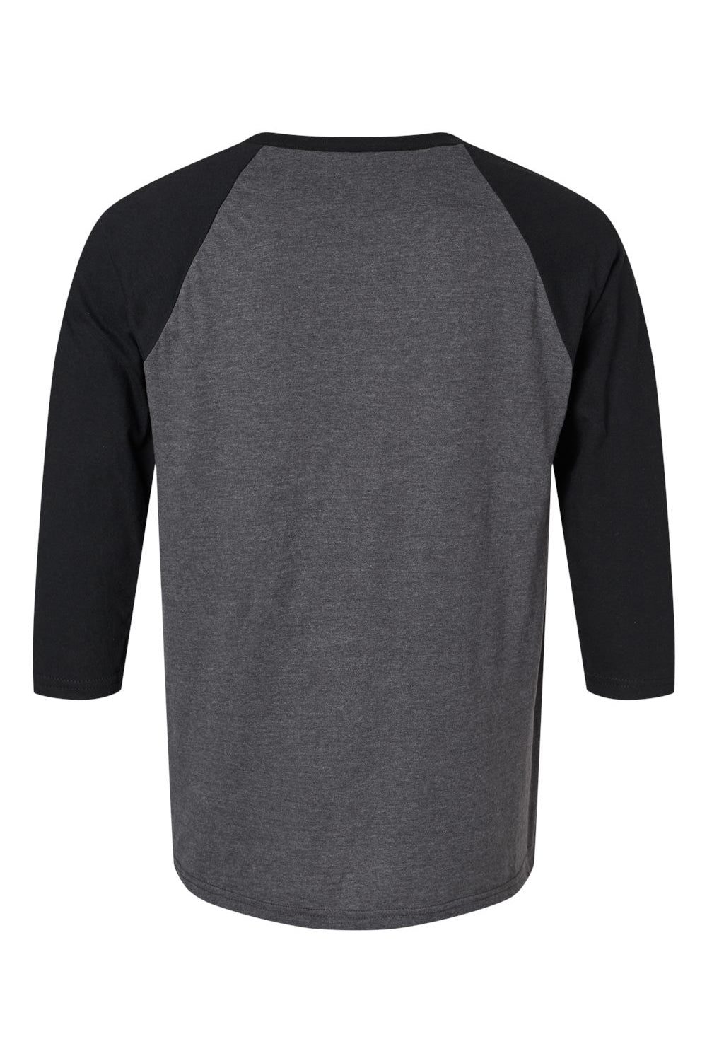American Apparel 2003CVC Mens CVC Raglan 3/4 Sleeve Crewneck T-Shirt Heather Charcoal Grey/Black Flat Back