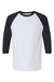 American Apparel 2003CVC Mens CVC Raglan 3/4 Sleeve Crewneck T-Shirt White/Black Flat Front