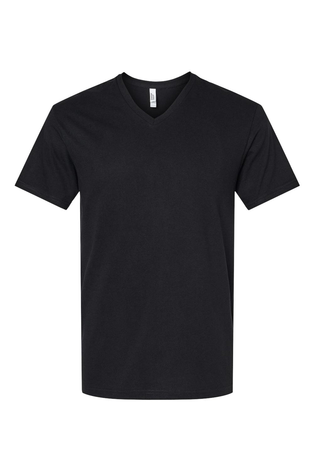 American Apparel 2006CVC Mens CVC Short Sleeve V-Neck T-Shirt Black Flat Front