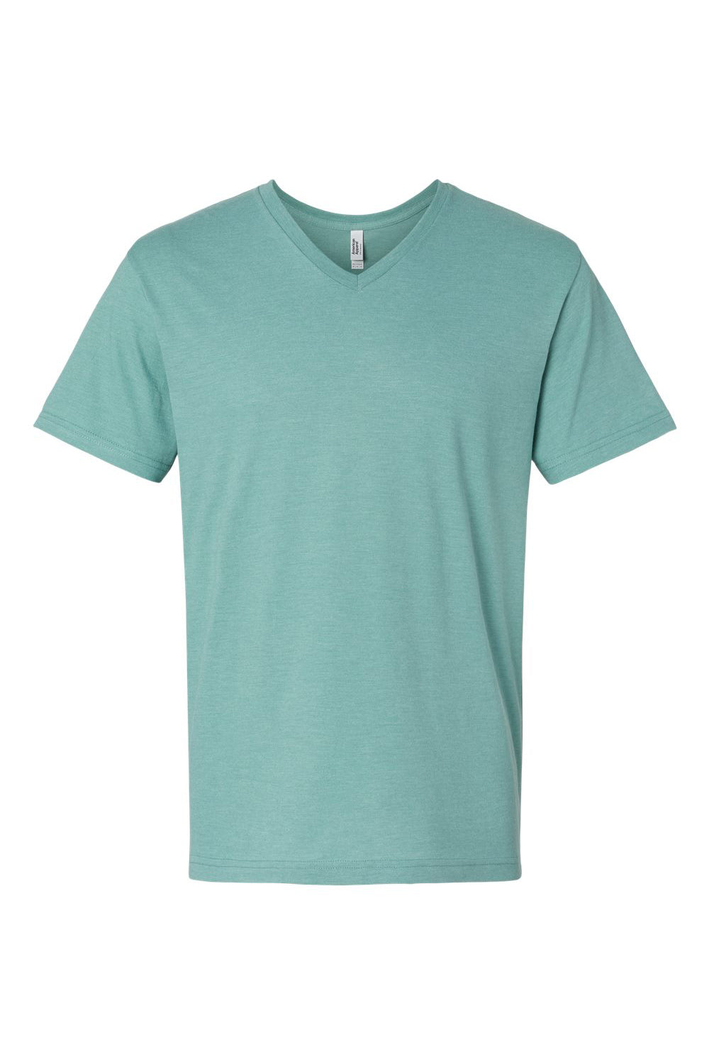 American Apparel 2006CVC Mens CVC Short Sleeve V-Neck T-Shirt Heather Arctic Blue Flat Front