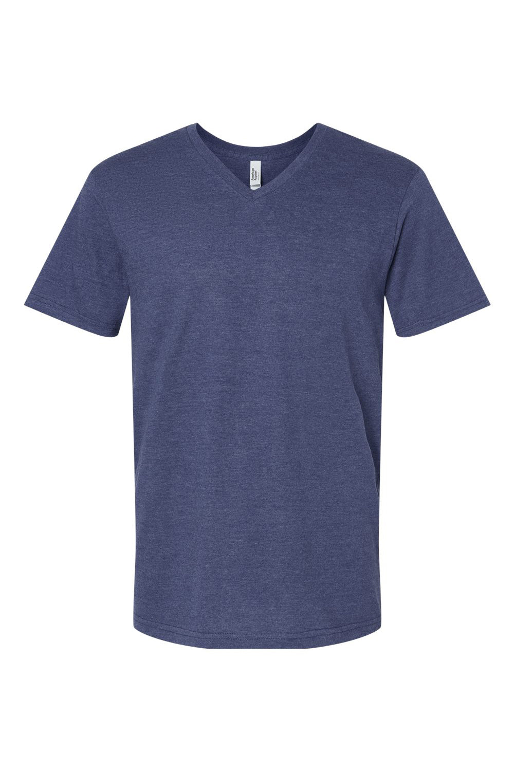 American Apparel 2006CVC Mens CVC Short Sleeve V-Neck T-Shirt Heather Indigo Blue Flat Front