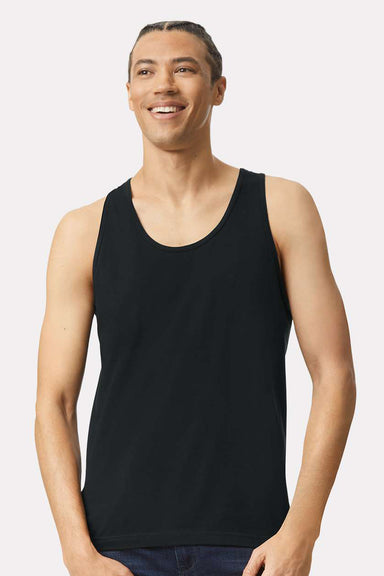 American Apparel 2408 Mens Fine Jersey Tank Top Black Model Front