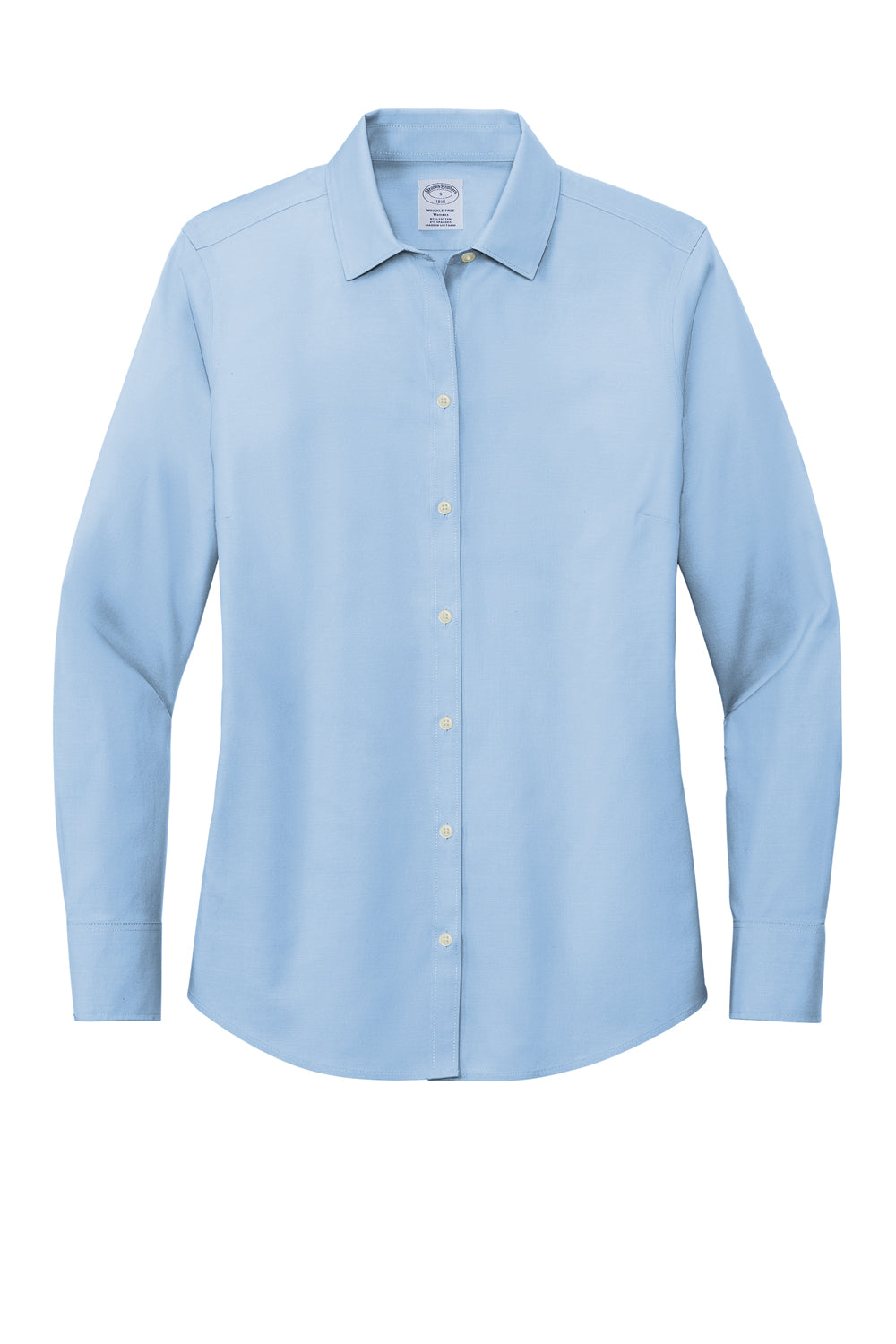 Brooks Brothers Womens Wrinkle Resistant Pinpoint Long Sleeve Button Down Shirt Newport Blue Flat Front