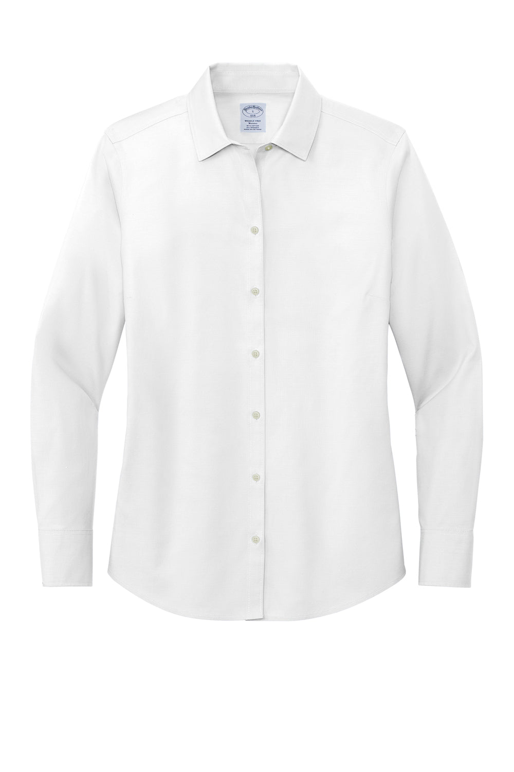 Brooks Brothers Womens Wrinkle Resistant Pinpoint Long Sleeve Button Down Shirt White Flat Front