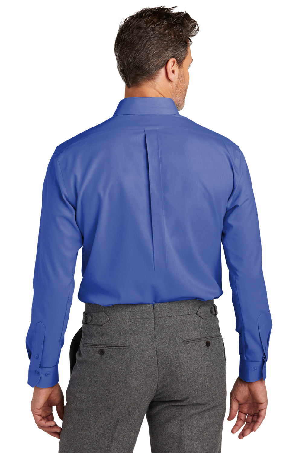 Brooks Brothers Mens Wrinkle Resistant Nailhead Long Sleeve Button Down Shirt w/ Pocket Cobalt Blue Model Back
