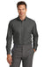 Brooks Brothers Mens Wrinkle Resistant Nailhead Long Sleeve Button Down Shirt w/ Pocket Deep Black Model Front
