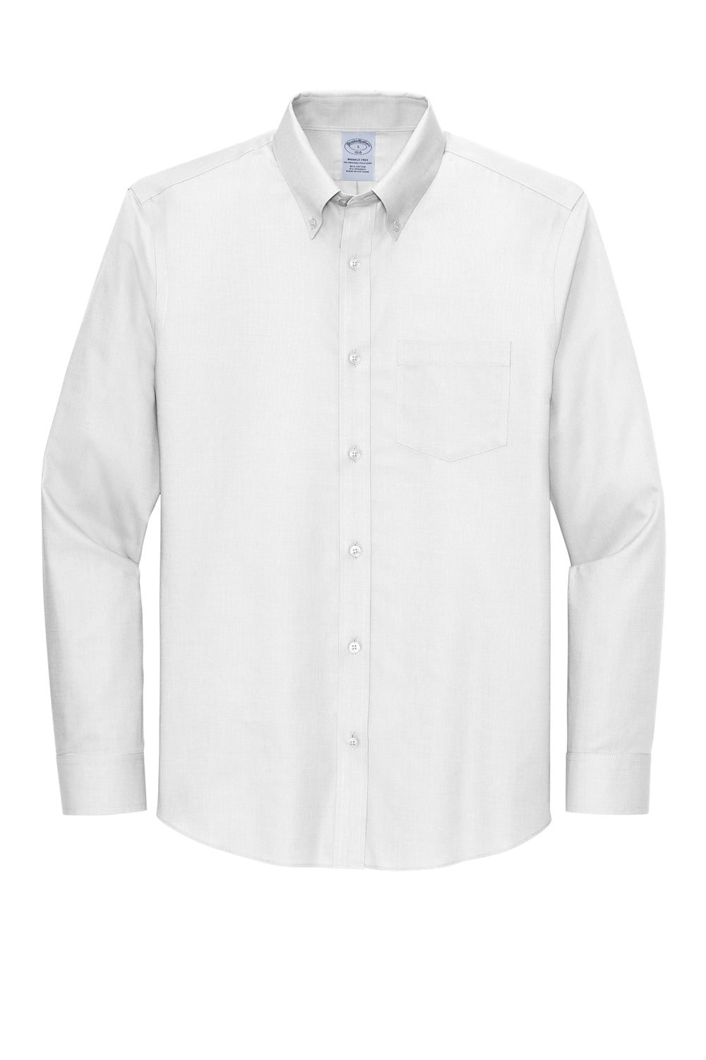 Brooks Brothers Mens Wrinkle Resistant Nailhead Long Sleeve Button Down Shirt w/ Pocket White Flat Front
